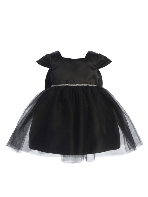 Baby Girls Black Square Neckline Cap Sleeve Flower Girl Dress 6-24M SophiasStyle.com