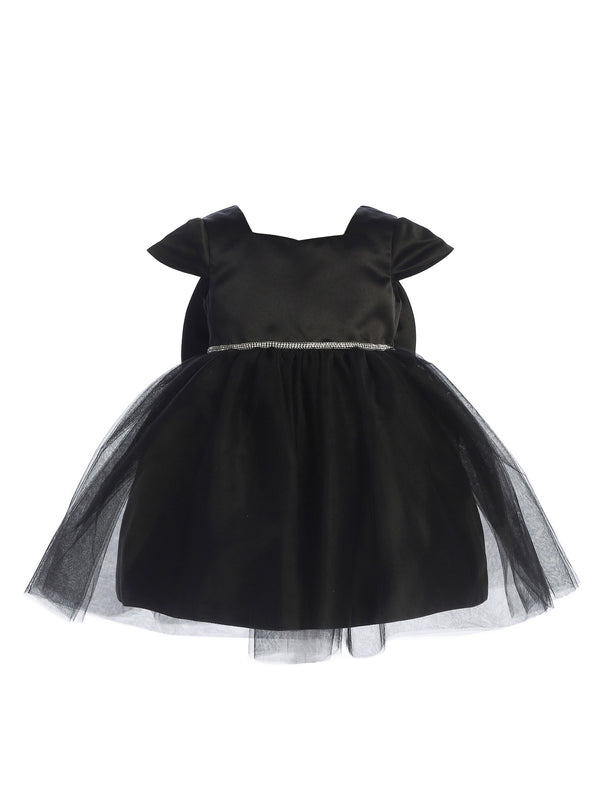 Baby Girls Black Square Neckline Cap Sleeve Flower Girl Dress 6-24M SophiasStyle.com