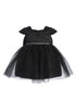 Baby Girls Black Square Neckline Cap Sleeve Flower Girl Dress 6-24M SophiasStyle.com