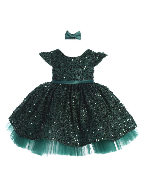 Baby Girls Emerald Green Soft Sequin Adorned Flower Girl Dress 6-24M SophiasStyle.com