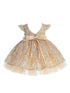 Baby Girls Gold Soft Sequin Adorned Flower Girl Dress 6-24M back - SophiasStyle.com
