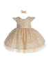 Baby Girls Gold Soft Sequin Adorned Flower Girl Dress 6-24M front - SophiasStyle.com
