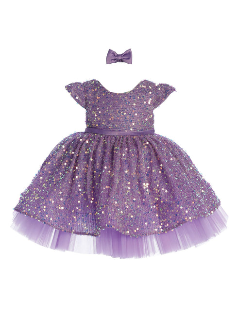Baby Girls Purple Soft Sequin Adorned Flower Girl Dress 6-24M - SophiasStyle.com