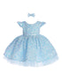 Baby Girls Sky Blue Soft Sequin Adorned Flower Girl Dress 6-24M - SophiasStyle.com