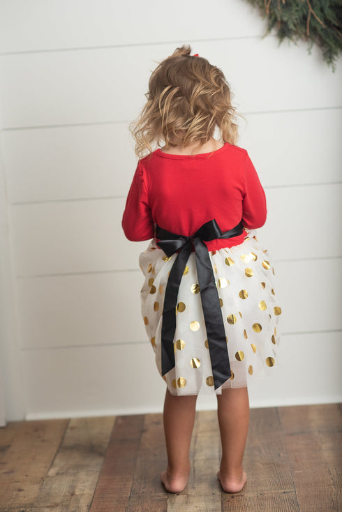 Santa Gold Dot Tulle Dress