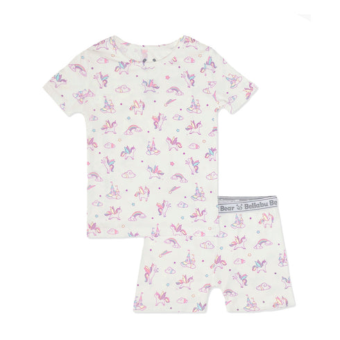 unicorn-bamboo-kids-pajama-short-set-bellabu-bear - Sophia's Style -2
