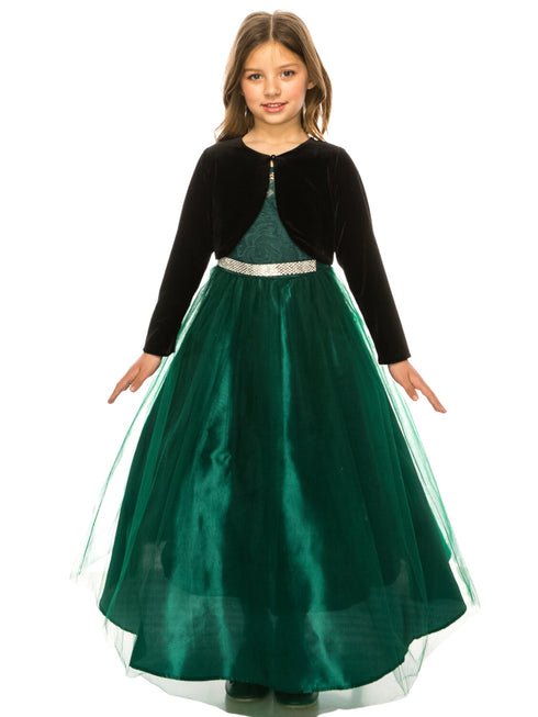 Crayon Kids Girls Long Sleeve One Button Velvet Bolero Sweater 8-14 - SophiasStyle.com