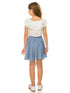Just Kids Girls Ruffle Off Shoulder Top Denim Skirt 2 Piece Outfit with Necklace, Sizes 4-14 - SophiasStyle.com