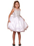 Big Girls White Embroidered Illusion Neckline Junior Bridesmaid Dress 8-18 - SophiasStyle.com