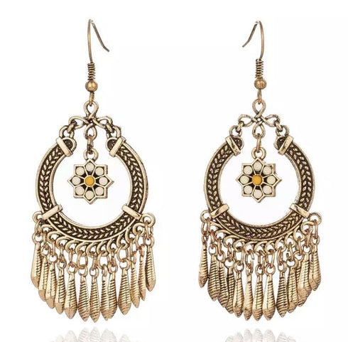 vintage-indian-flower-tassel-boho-dangle-earrings-Sophia's Style-2