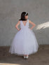 Girls Multi Color A-Line Flowered Waist Tulle Flower Girl Dress 2-16