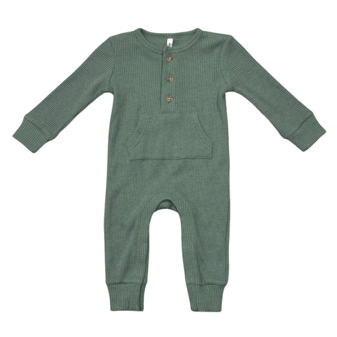 waffle-romper-in-pine-baby-sprouts-sophias-styleWaffle Romper-1