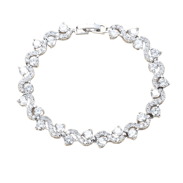 wave-cubic-zirconia-tennis-bracelets-with-round-cut-white-diamond-cubic-zirconia-Sophia's StyleBracelets-1
