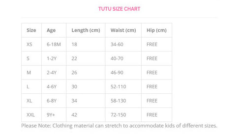 Wenchoice TT035RB Tutu Skirt - Size Chart