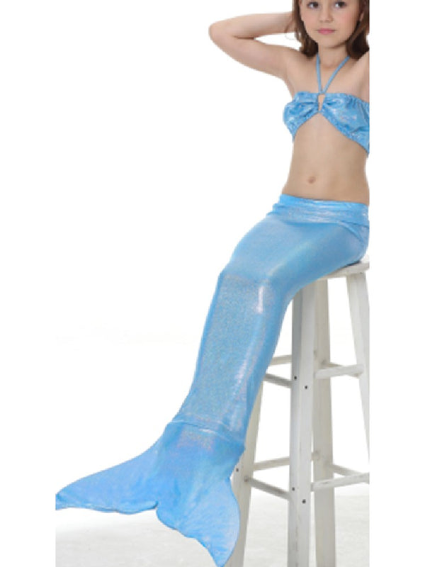 Girls Baby Blue Shinny Mermaid Tail Bikini 3 Pcs Swimsuit 2-9 - SophiasStyle.com