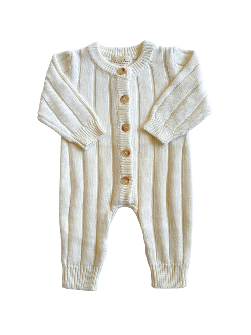 Wide Rib Knit Jumpsuit - White