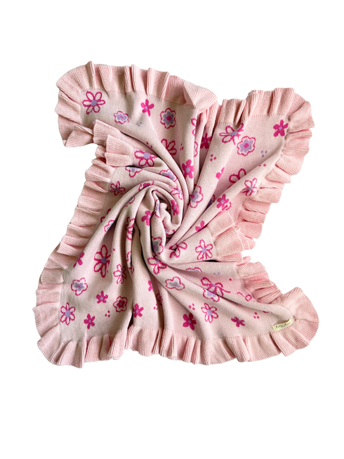 Wildflower Dreams Ruffle Baby Blanket - Powder Pink