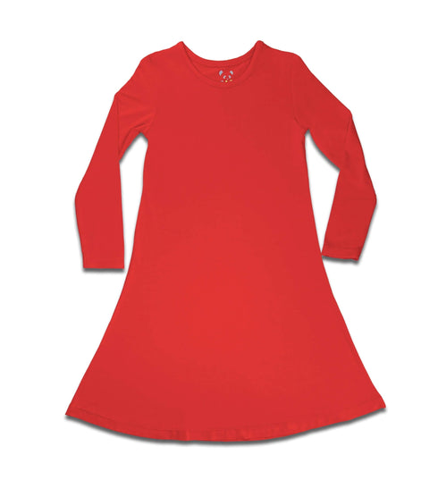 winterberry-red-bamboo-girls-long-sleeve-dress-bellabu-bear - Sophia's Style -3
