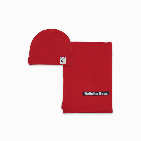 winterberry-red-bamboo-swaddle-beanie-set- - Sophia's Style -2