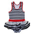 Little Girls Navy White Stripe Skirted One Piece Swimsuit 2T-7 - SophiasStyle.com