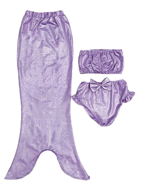 Girls Lavender Shinny Mermaid 3 Pieces Swimsuit Set 2-9 - SophiasStyle.com
