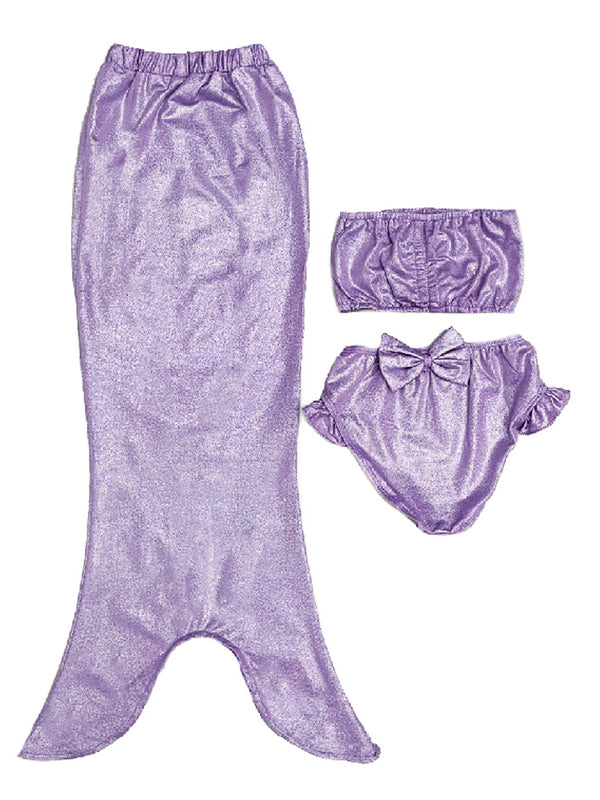 Girls Lavender Shinny Mermaid 3 Pieces Swimsuit Set 2-9 - SophiasStyle.com
