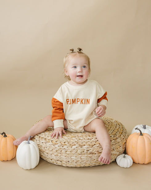 colorblock-pumpkin-sweatshirt-romper Sophia's Style-1