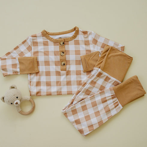 golden-gingham-2pc-henley-bamboo-pajamas Little Joy Co - Sophia's Style-2