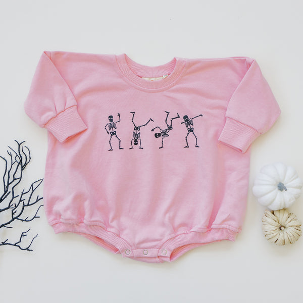 dancing-skeletons-sweatshirt-romper-pink-Little Joy Co. at Sophia's Style-1