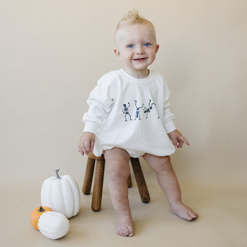 dancing-skeletons-sweatshirt-romper-white-Little Joy Co. at Sophia's Style-1