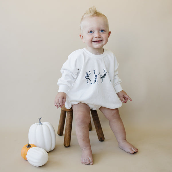 dancing-skeletons-sweatshirt-romper-white-Little Joy Co. at Sophia's Style-1