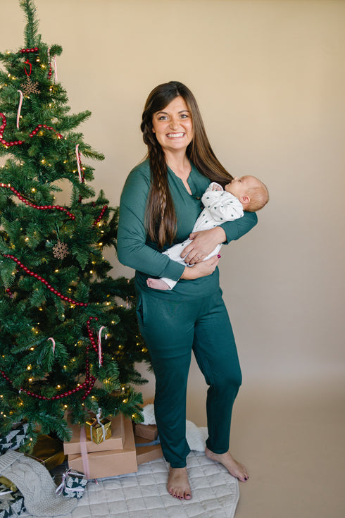 womens-green-emerald-bamboo-pajamas Little Joy Co - Sophia's Style-1