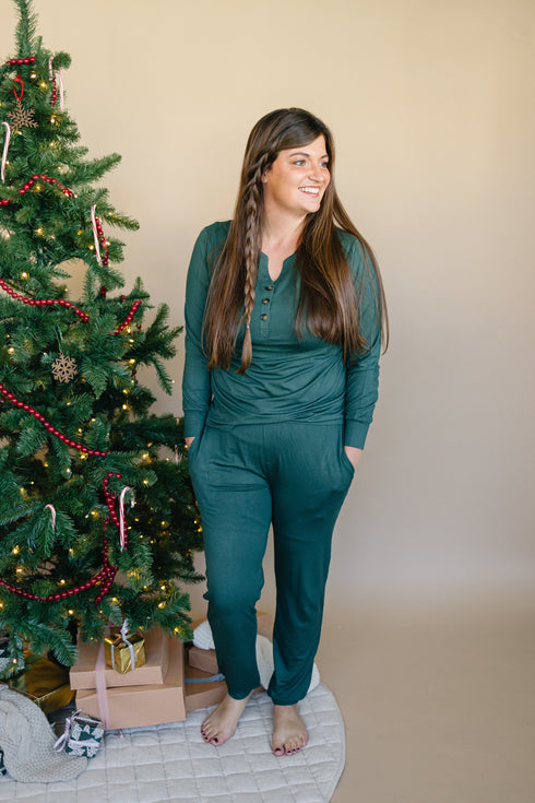 womens-green-emerald-bamboo-pajamas Little Joy Co - Sophia's Style-3