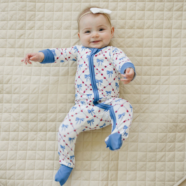 red-white-bows-bamboo-zippy-romper at Sophia's Style-1