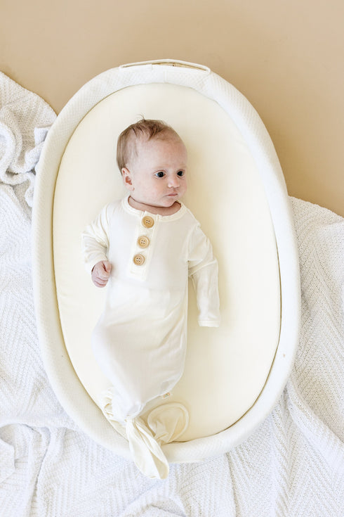 white-newborn-bamboo-gown Little Joy Co - Sophia's Style-1