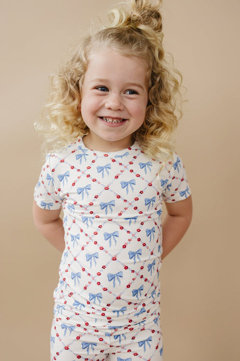 red-white-bows-2pc-bamboo-pajamas Little Joy Co - Sophia's Style-1