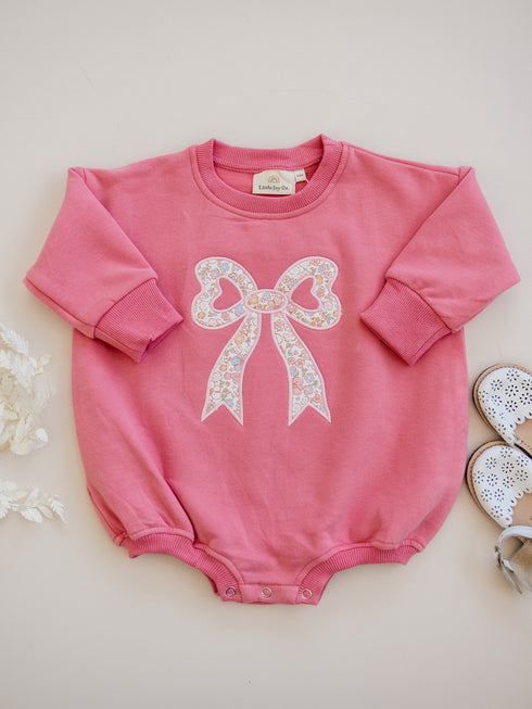 applique-floral-bow-sweatshirt-romper Little Joy Co - Sophia's Style-2