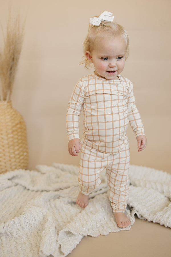 pumpkin-plaid-bamboo-baby-pajamas-2-piece-set Little Joy Co - Sophia's Style-1