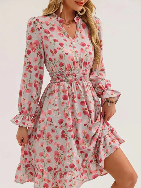 floral-notched-flounce-sleeve-dress-OhSoStyled-Sophia's-Style-2