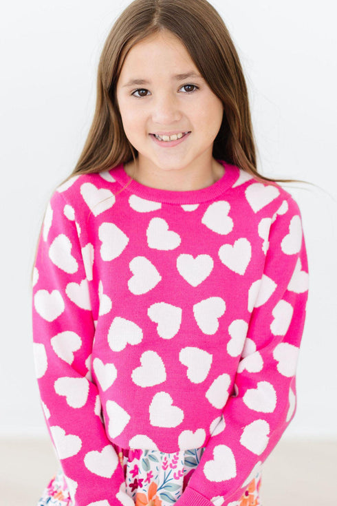 hot-pink-hearts-sweater Mila & Rose - Sophia's Style-Hot Pink Hearts Sweater-6-12M--1