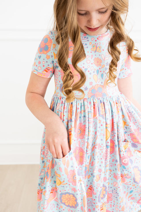 blue-retro-unicorns-s-s-pocket-twirl-dress Mila & Rose - Sophia's Style--4T--5