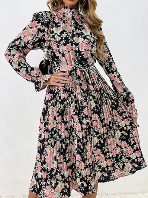 floral-print-long-sleeve-pleated-midi-dress-OhSoStyled-Sophia's-Style-9
