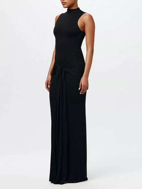 sleeveless-mock-neck-knot-front-maxi-dress-OhSoStyled-Sophia's-Style-5