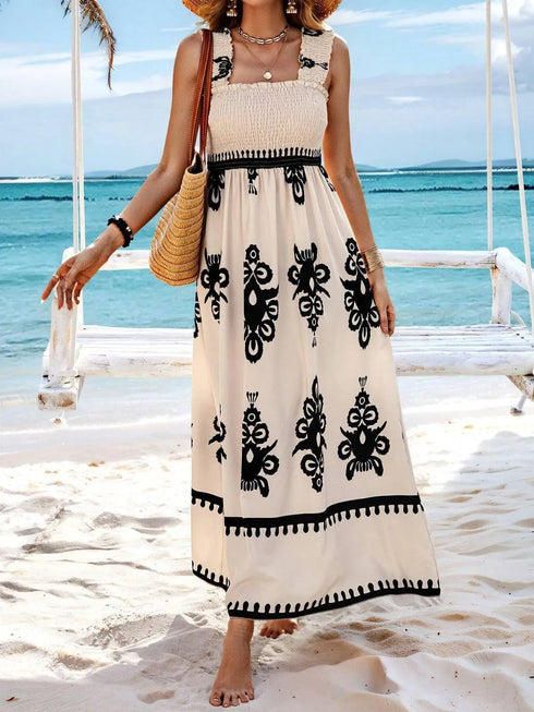 smocked-printed-wide-strap-maxi-dress OhSoStyled - Sophia's Style in Black-7