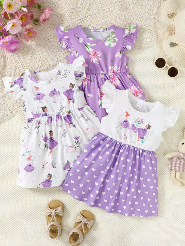 3-piece-childrens-printed-ruffle-sleeve-baby-dress-ohso-kids-sophias-style-1