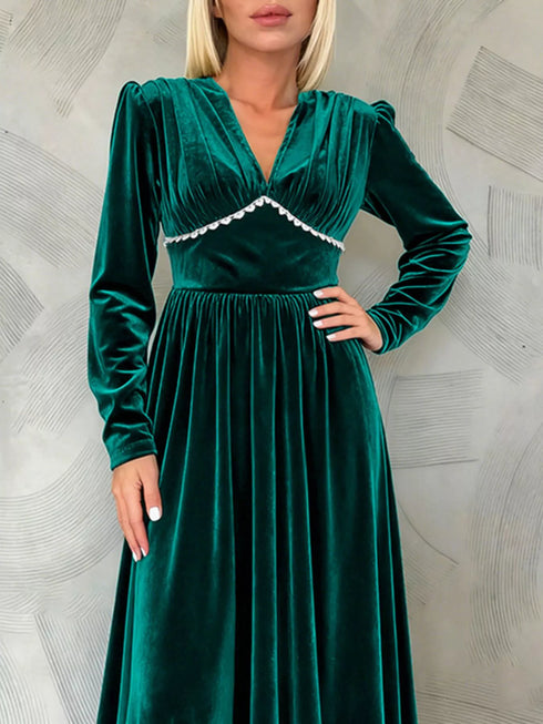 velvet-v-neck-long-sleeve-maxi-dress-Sophia's Style-3