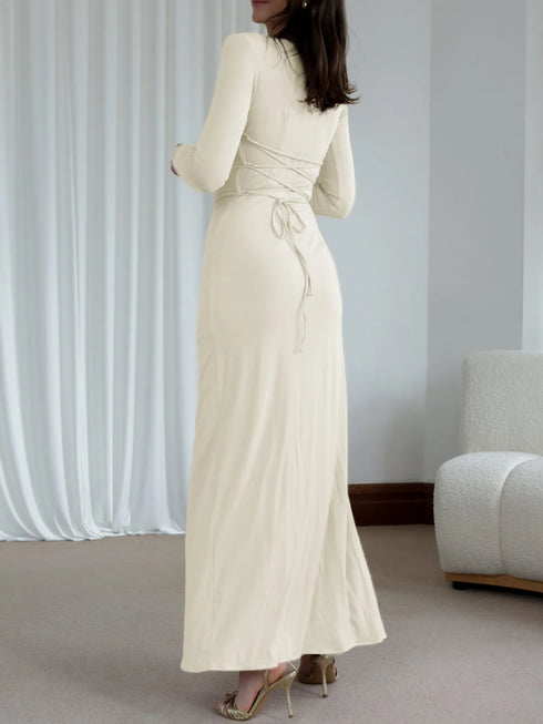 ruched-long-sleeve-maxi-dress-1-OhSoStyled-Sophia's-Style-3