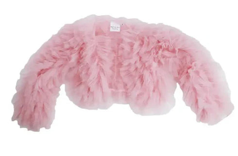 Girls Light Pink Fluffy Tulle Jacket, Sizes 12M-14