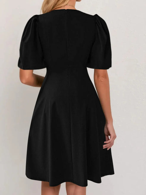 round-neck-puff-sleeve-a-line-dress-Sophia's Style-6