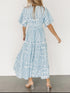 ruched-printed-v-neck-half-sleeve-midi-dress OhSoStyled - Sophia's Style in Light Blue-12
